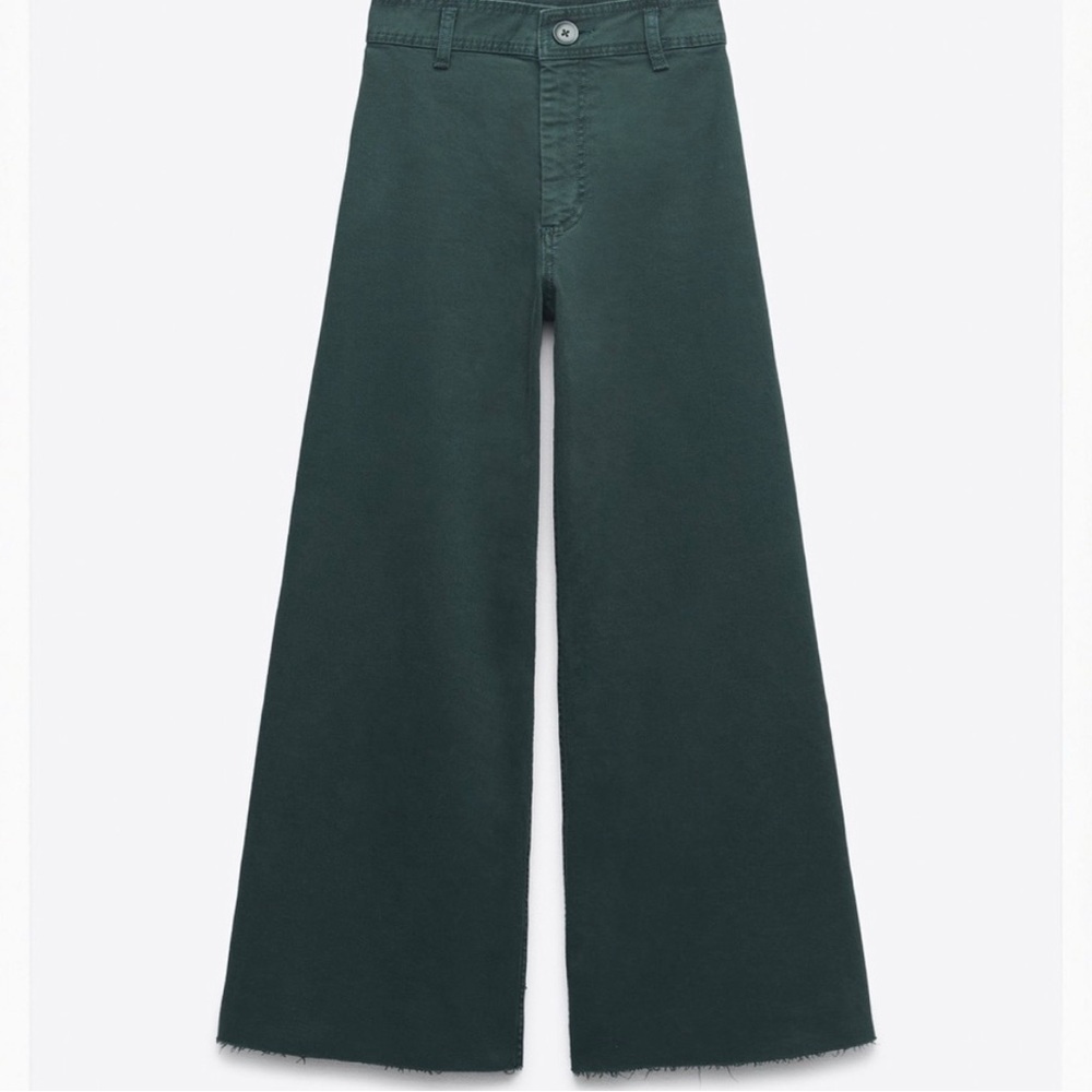 Zara Dark Green High Waist Jeans